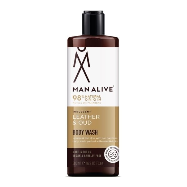Man Alive - Gel de dus Black Leather & Oud 500ml