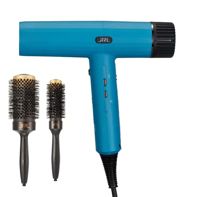Set Uscator de par JRL Forte Pro Dryer 90.000 RPM Sapphire Blue + 2 Perii pentru par